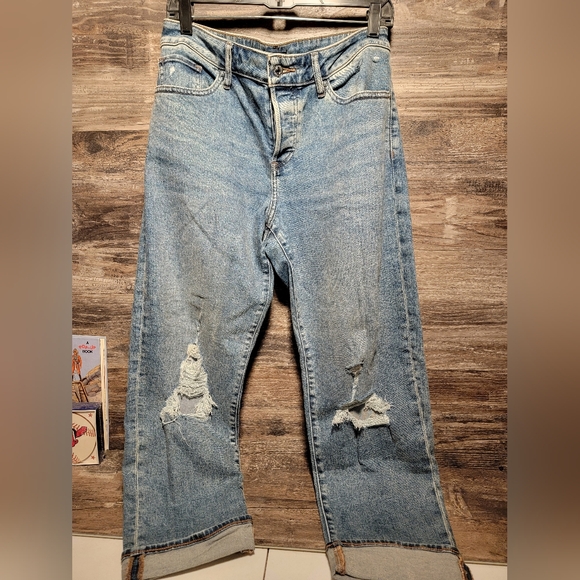 Express Mid Rise Boyfriend Size 8R Distressed Denim Jeans - Picture 1 of 4